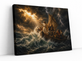 Jesus Calms the Storm on the Sea of Galilee Canvas Wall Art, Christian Decor