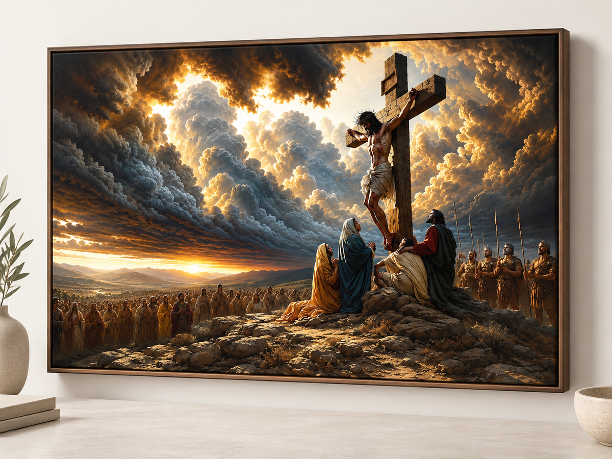 Jesus Crucifixion Canvas Wall Art – Christian Faith Religious Decor