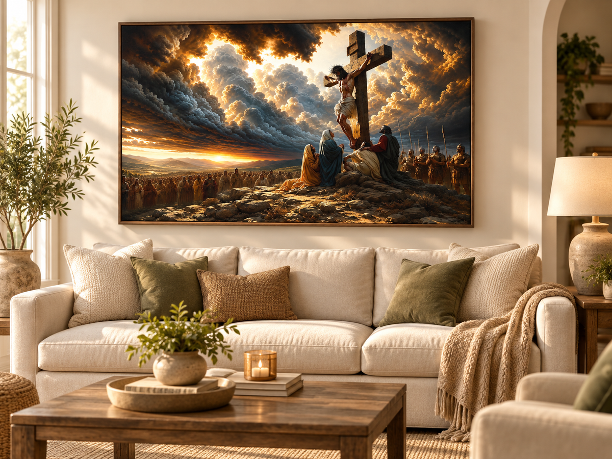 Jesus Crucifixion Canvas Wall Art – Christian Faith Religious Decor