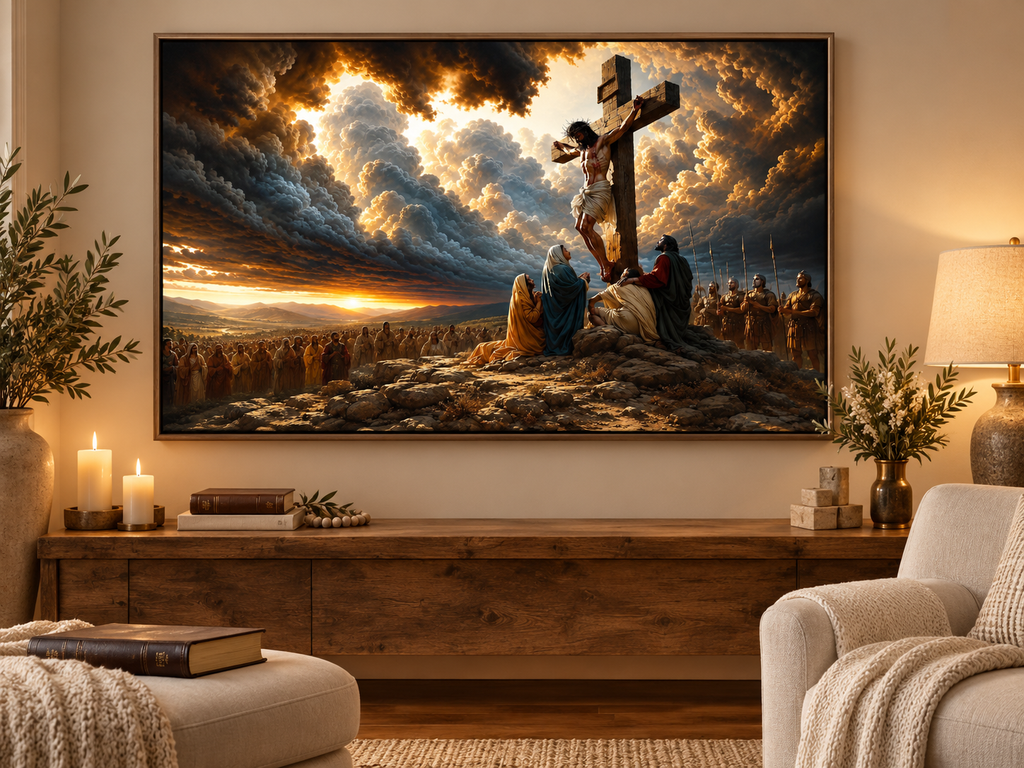 Jesus Crucifixion Canvas Wall Art – Christian Faith Religious Decor