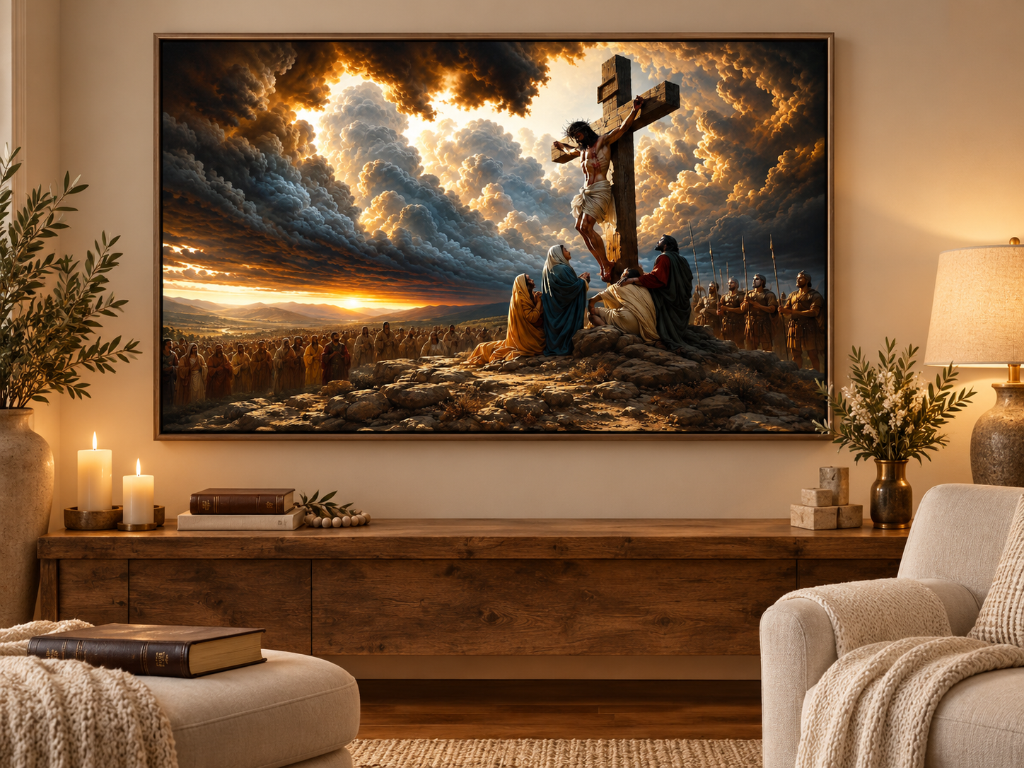 Jesus Crucifixion Canvas Wall Art – Christian Faith Religious Decor