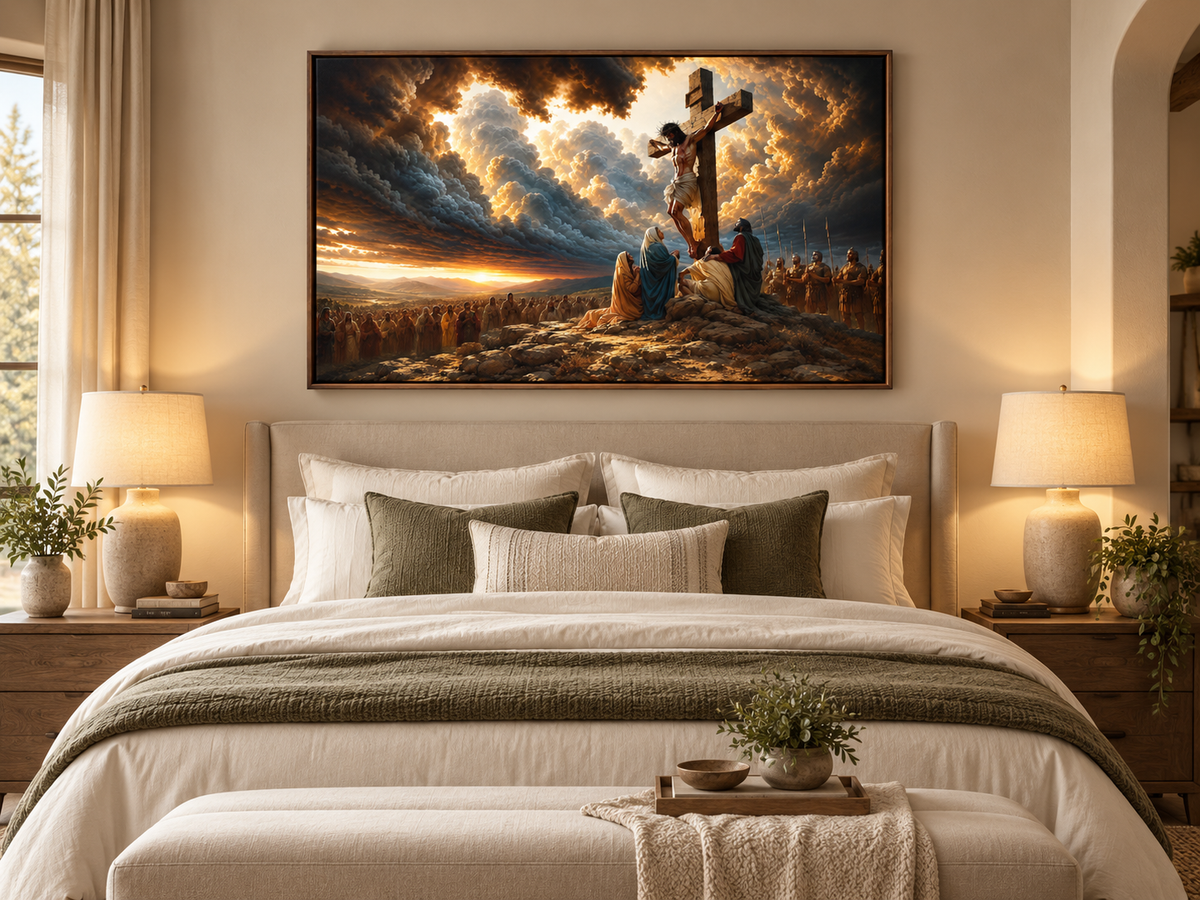 Jesus Crucifixion Canvas Wall Art – Christian Faith Religious Decor
