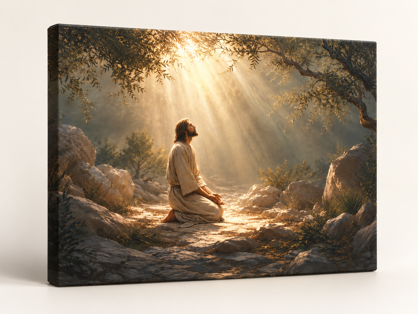 Jesus Praying in the Garden of Gethsemane Canvas Wall Art – Christian Home & Church Decor