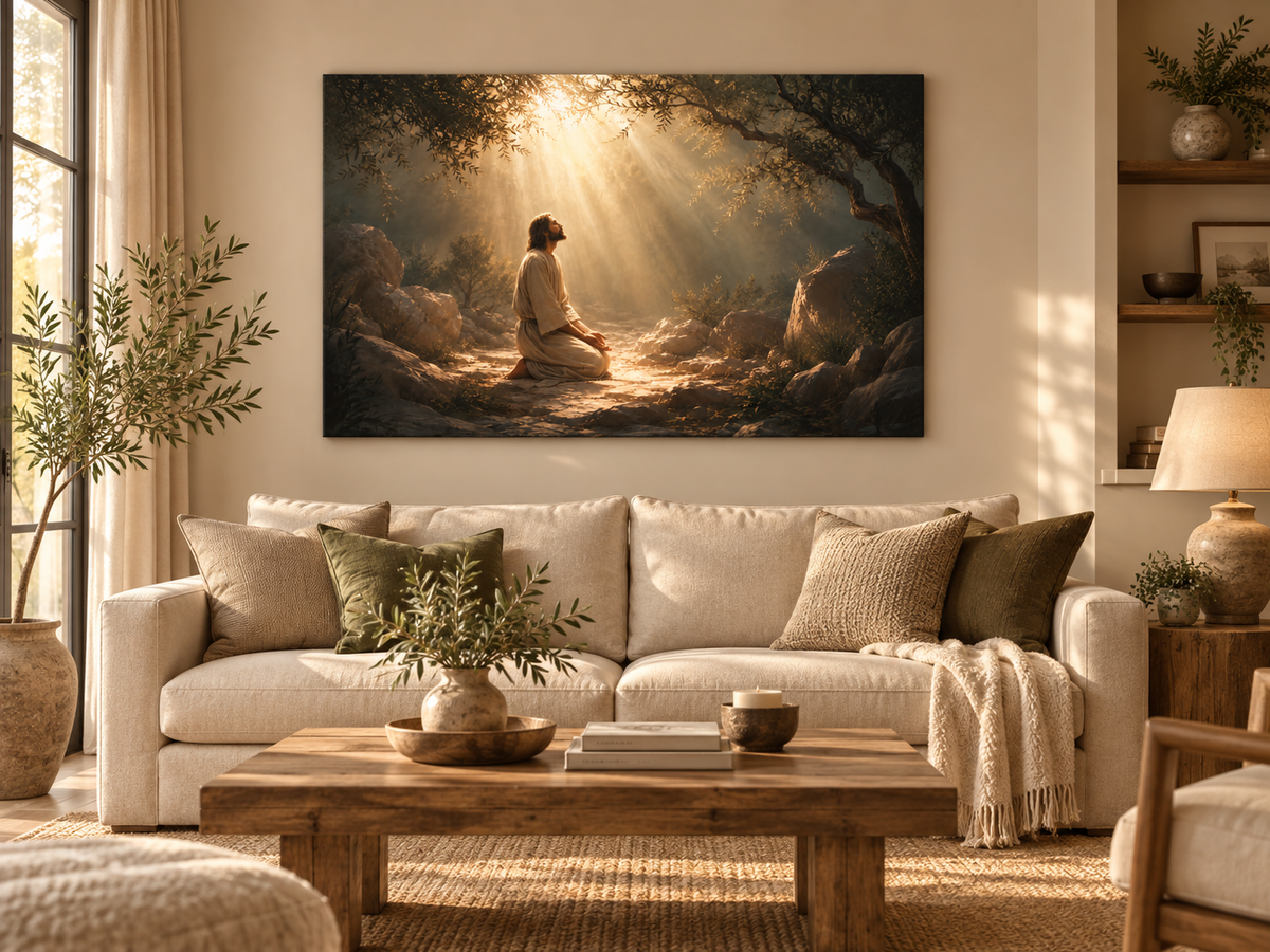 Jesus Praying in the Garden of Gethsemane Canvas Wall Art – Christian Home & Church Decor